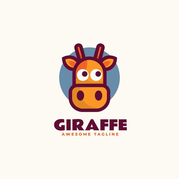 Ilustración Logotipo Vectorial Estilo Dibujos Animados Mascota Jirafa