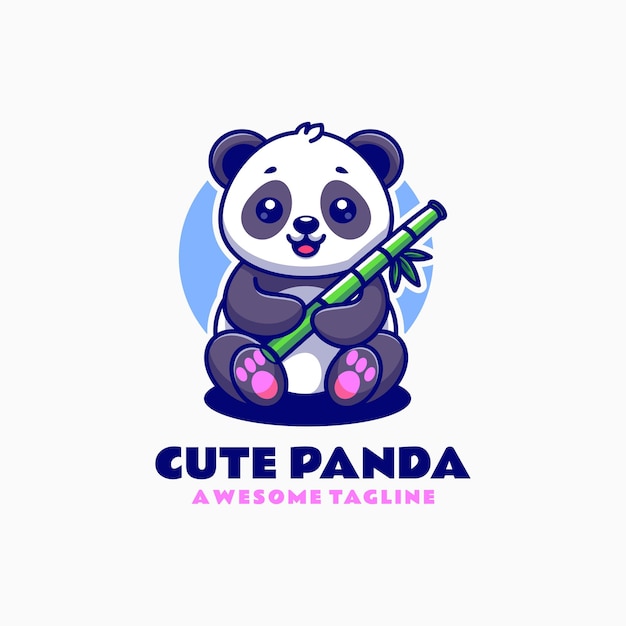 Ilustración del logotipo vectorial Estilo de dibujos animados de la mascota panda linda