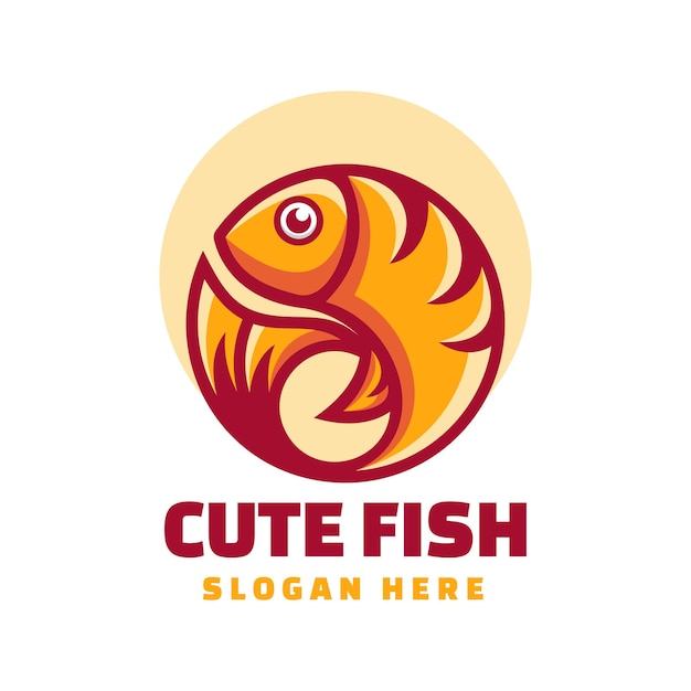 Ilustración de logotipo vectorial estilo de mascota de pescado simple