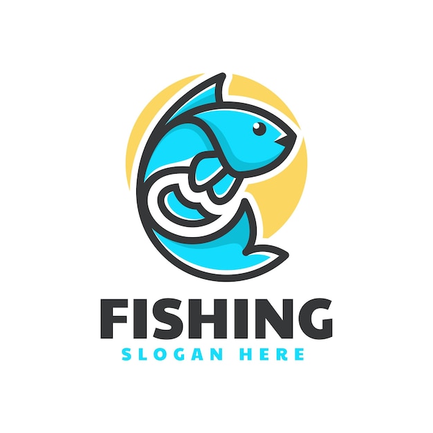 Ilustración de logotipo vectorial estilo de mascota de pescado simple