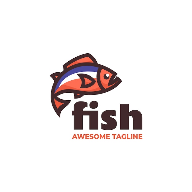 Vector ilustración de logotipo vectorial estilo de mascota de pescado simple