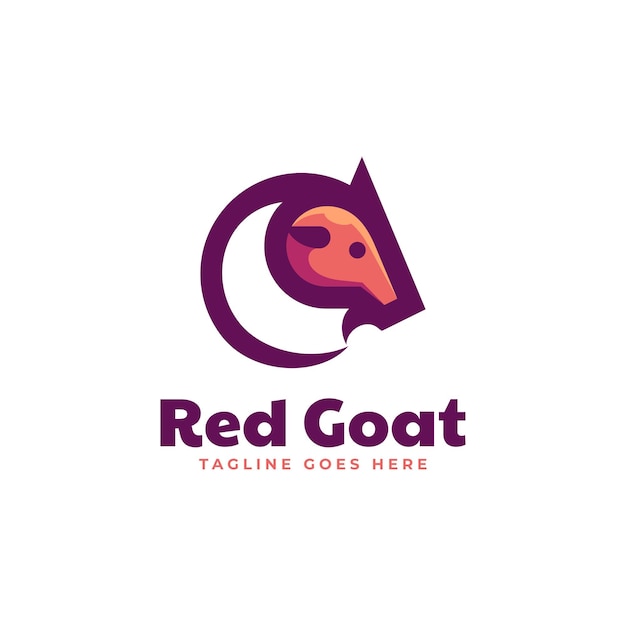 Ilustración logotipo vectorial estilo mascota simple cabra roja