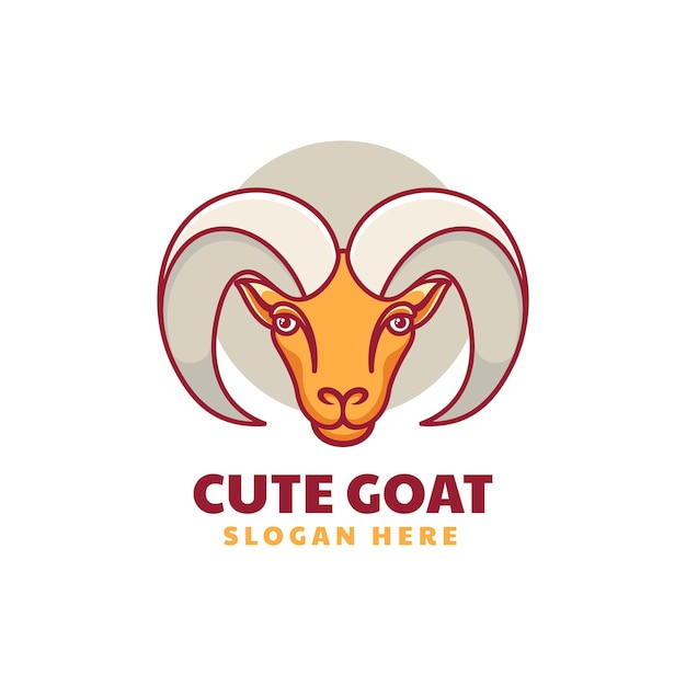 Ilustración Logotipo Vectorial Estilo Mascota Simple Cabra