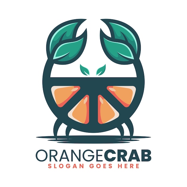 Ilustración del logotipo vectorial Estilo de mascota simple de cangrejo naranja.