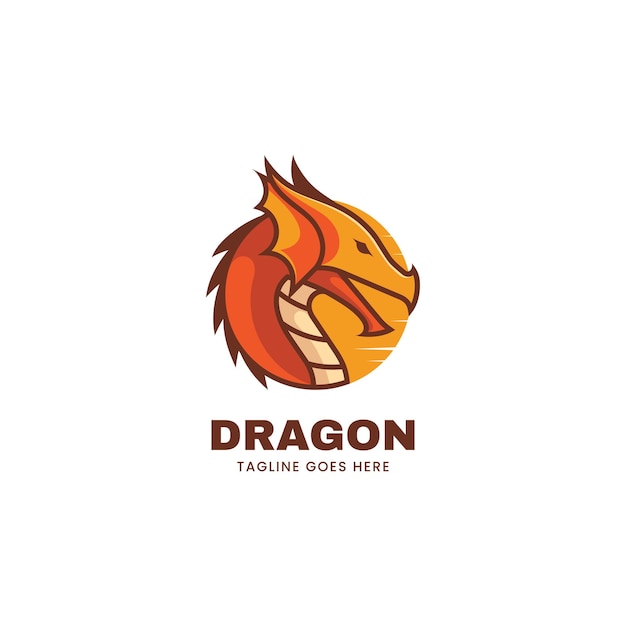 Ilustración del logotipo vectorial Estilo de mascota simple del dragón