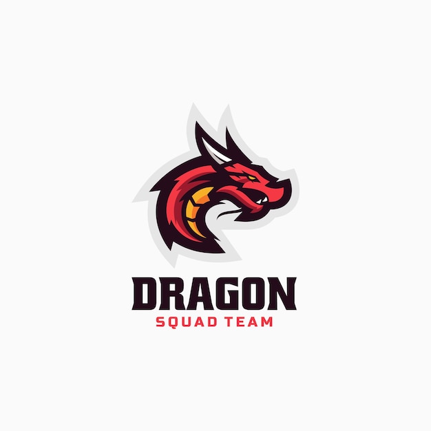 Ilustración del logotipo vectorial Estilo de mascota simple del dragón