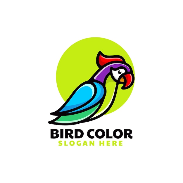Ilustración del logotipo vectorial Estilo de mascota simple de pájaro.