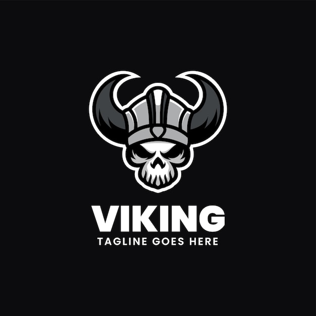 Vector ilustración logotipo vectorial estilo mascota simple vikingo