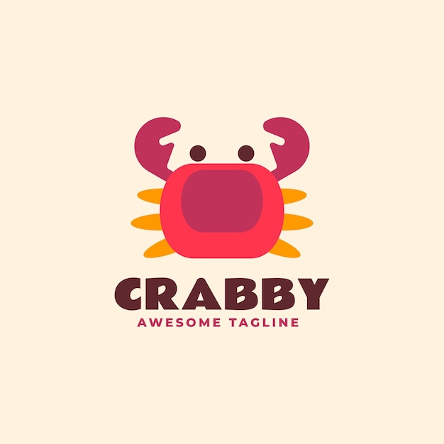 Ilustración Logotipo Vectorial Estilo Minimalista Plano Cangrejo