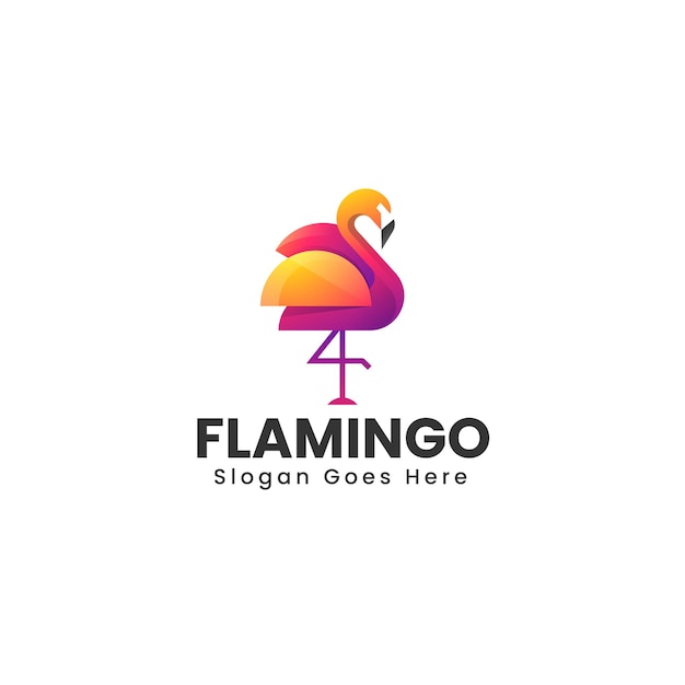 Ilustración del logotipo vectorial Flamingo Gradiente Estilo colorido