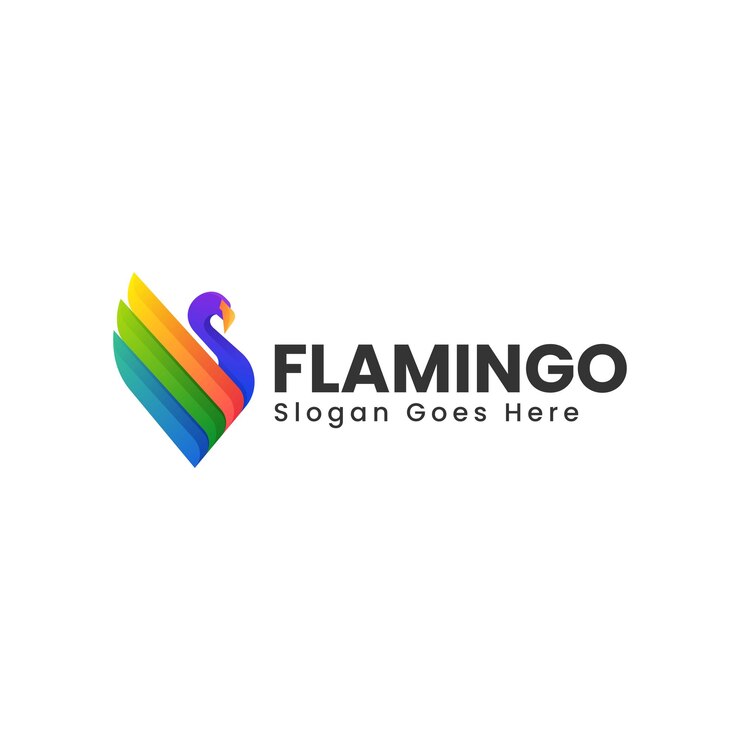 Vector ilustración del logotipo vectorial flamingo gradiente estilo colorido