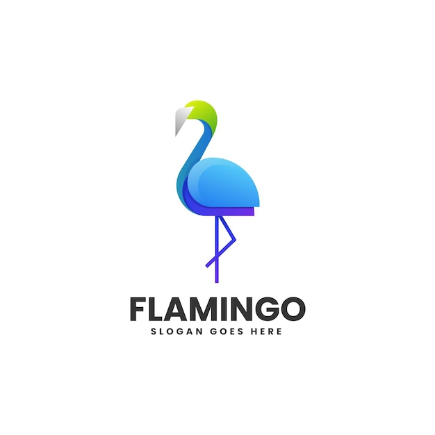 Ilustración del logotipo vectorial Flamingo Gradiente Estilo colorido