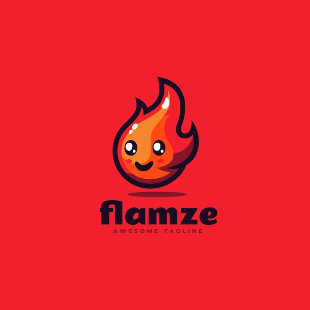Ilustración Logotipo Vectorial Flamze Mascota Estilo Dibujos Animados
