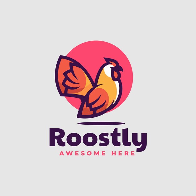 Ilustración Logotipo Vectorial Gallo Estilo Mascota Simple