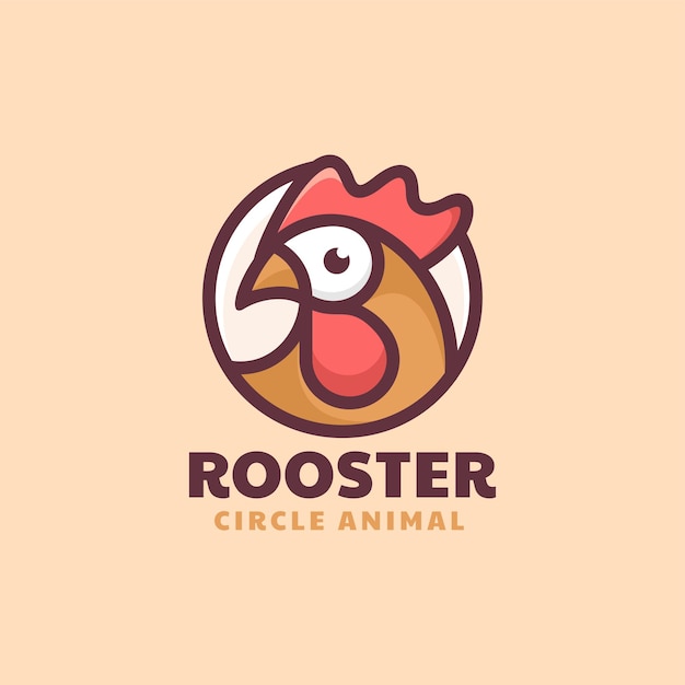 Ilustración Logotipo Vectorial Gallo Estilo Mascota Simple