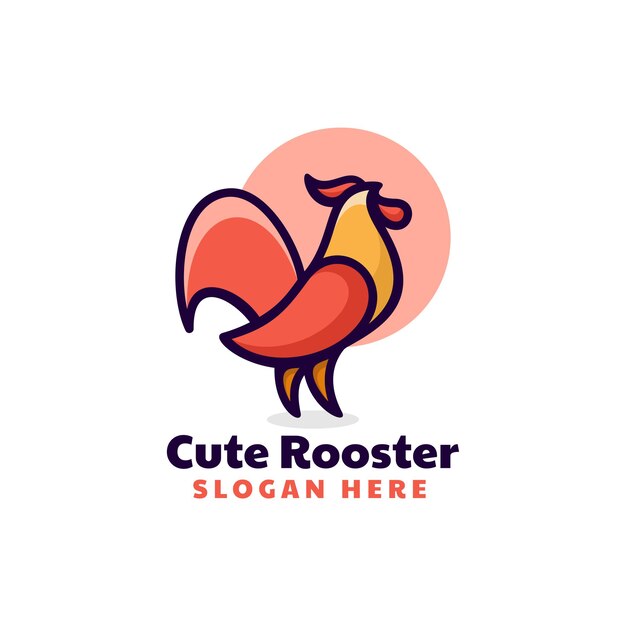Ilustración Logotipo Vectorial Gallo Estilo Mascota Simple