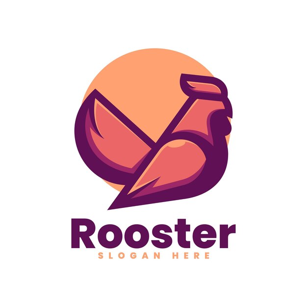Ilustración Logotipo Vectorial Gallo Estilo Mascota Simple