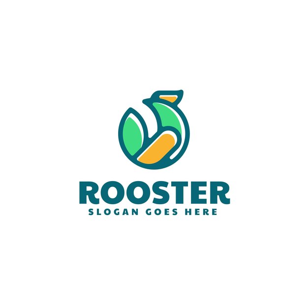 Ilustración Logotipo Vectorial Gallo Estilo Mascota Simple