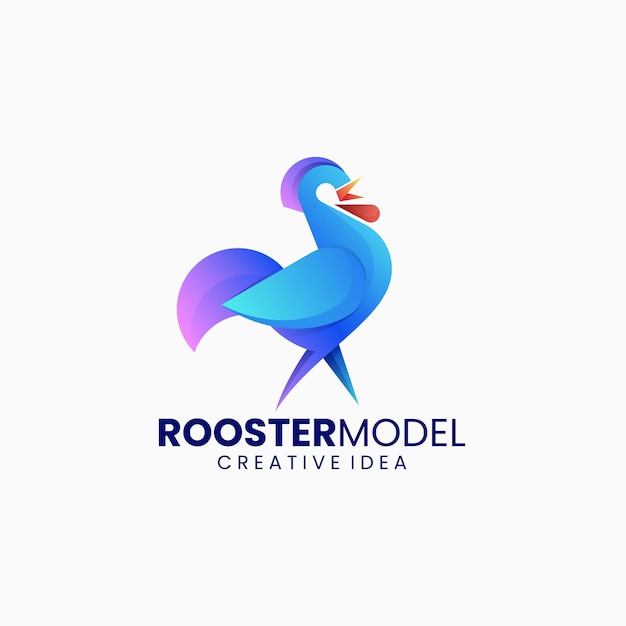 Ilustración del logotipo vectorial Gallo Gradiente Estilo colorido