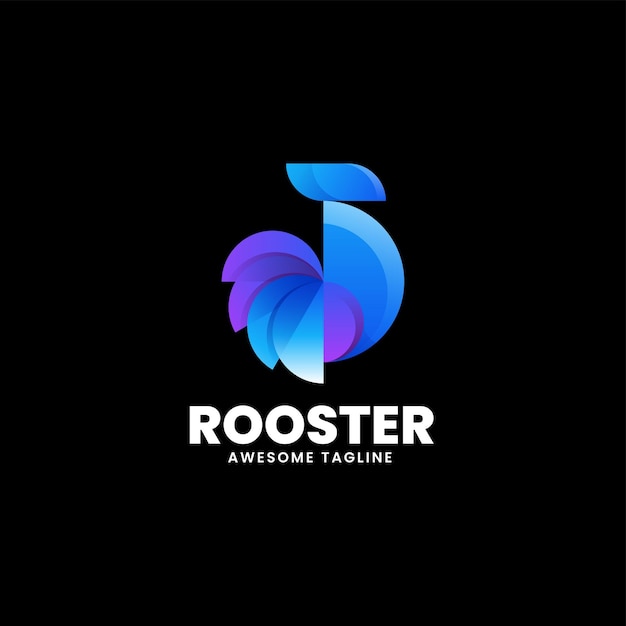 Ilustración del logotipo vectorial Gallo Gradiente Estilo colorido