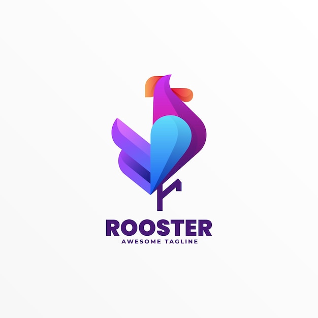 Ilustración del logotipo vectorial Gallo Gradiente Estilo colorido