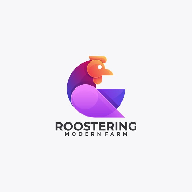 Ilustración del logotipo vectorial Gallo Gradiente Estilo colorido