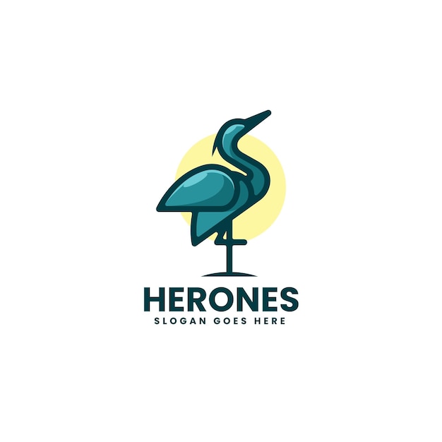 Ilustración Del Logotipo Vectorial Garza Estilo Arte Lineal