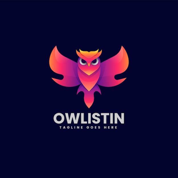 Ilustración del logotipo vectorial Gradiente de búho Estilo colorido
