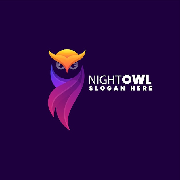 Ilustración del logotipo vectorial Gradiente de búho Estilo colorido