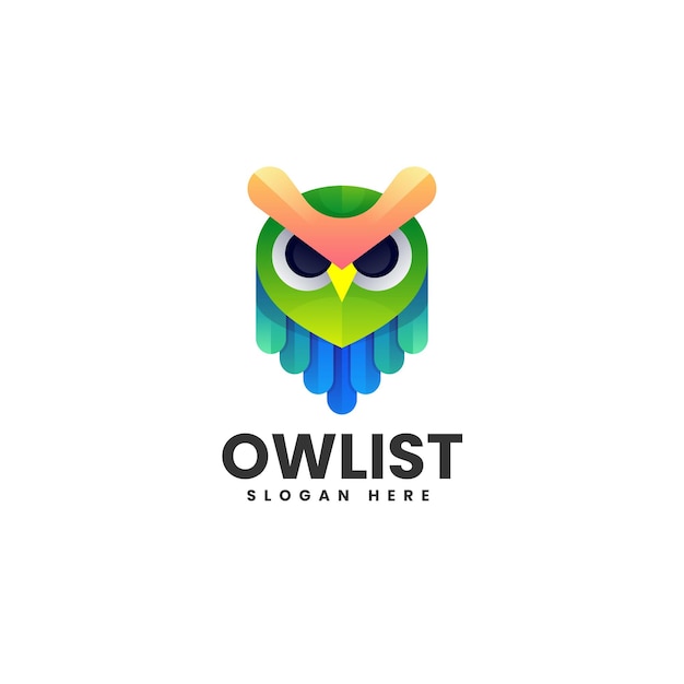 Ilustración del logotipo vectorial Gradiente de búho Estilo colorido