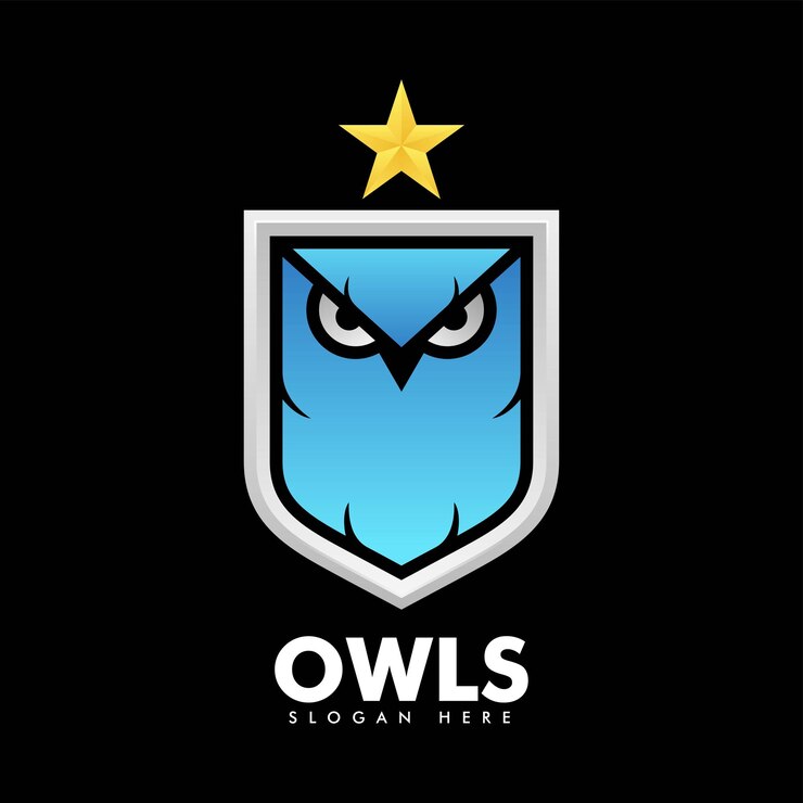 Vector ilustración del logotipo vectorial gradiente de búho estilo colorido
