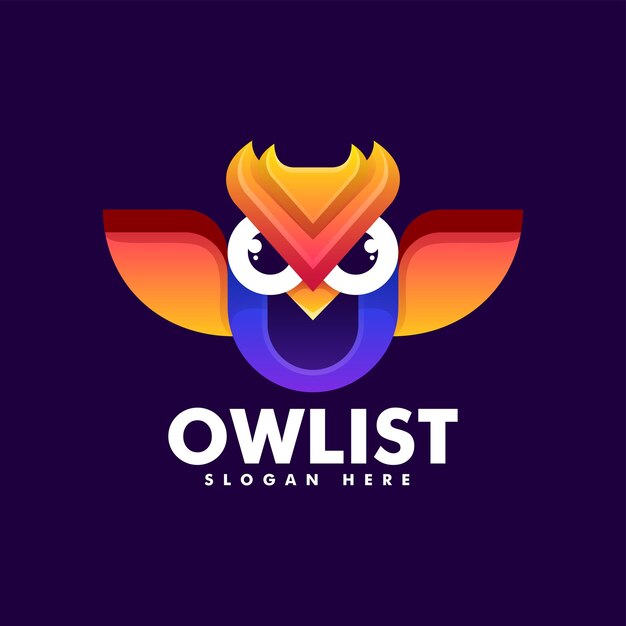 Ilustración del logotipo vectorial Gradiente de búho Estilo colorido
