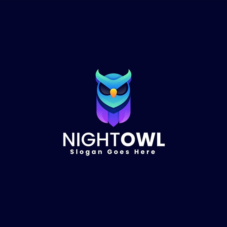 Vector ilustración del logotipo vectorial gradiente de búho estilo colorido