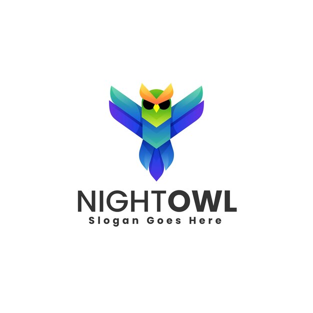 Ilustración del logotipo vectorial Gradiente de búho Estilo colorido