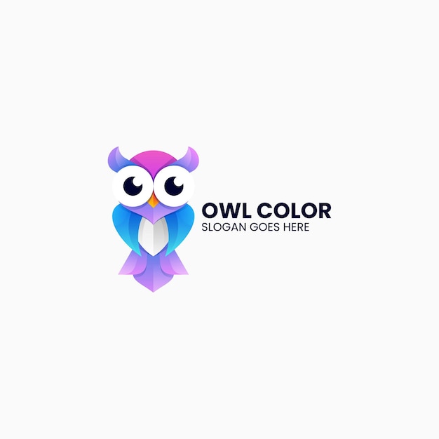 Ilustración del logotipo vectorial Gradiente de búho Estilo colorido