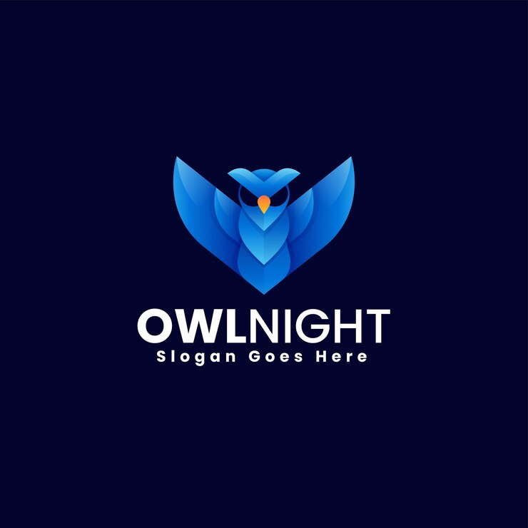 Vector ilustración del logotipo vectorial gradiente de búho estilo colorido