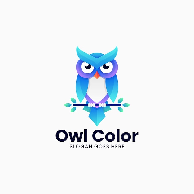 Ilustración del logotipo vectorial Gradiente de búho Estilo colorido