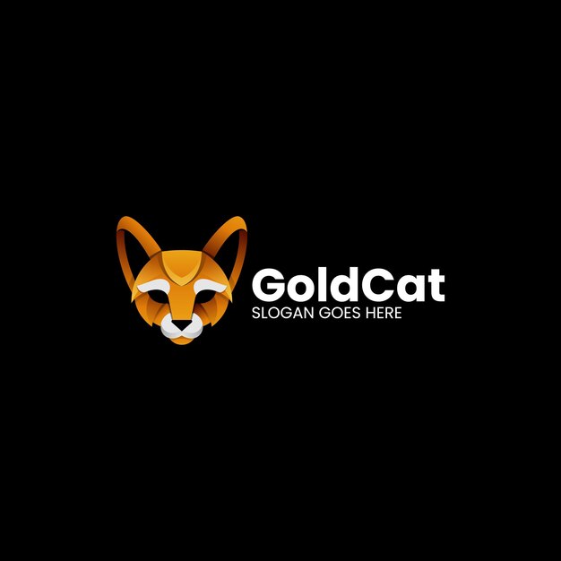 Ilustración del logotipo vectorial Gradiente de gato dorado Estilo colorido