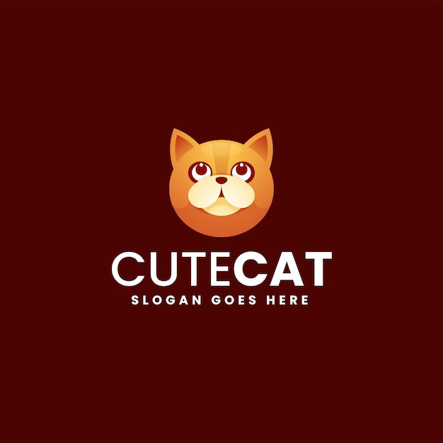 Ilustración del logotipo vectorial Gradiente de gato lindo Estilo colorido