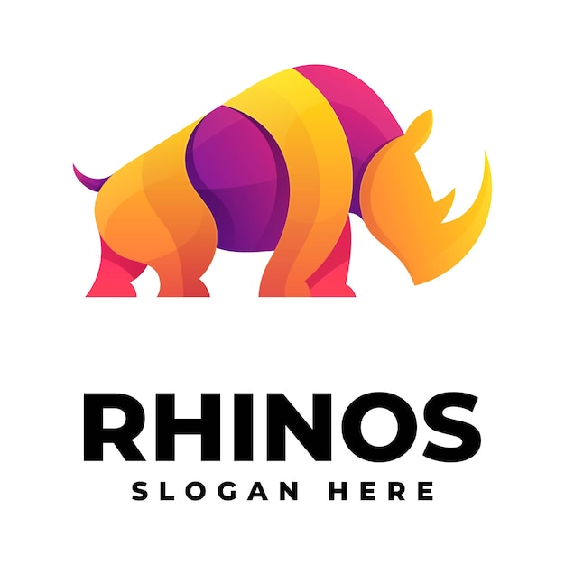 Ilustración del logotipo vectorial Gradiente de rinoceronte Estilo colorido