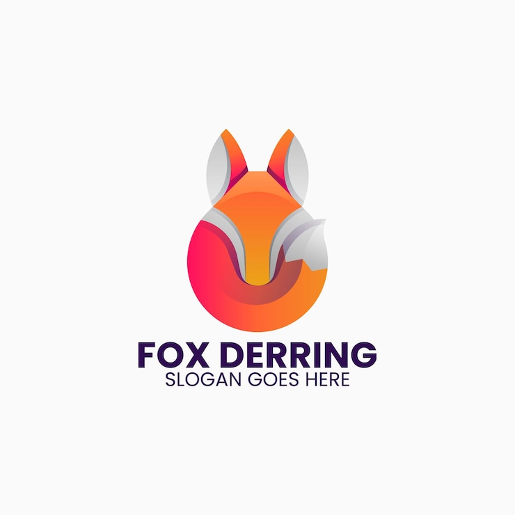 Vector ilustración del logotipo vectorial gradiente de zorro estilo colorido