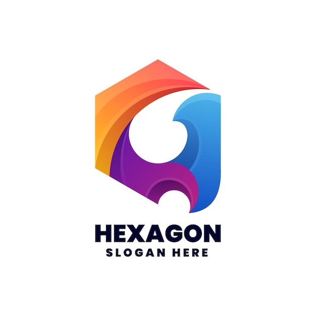 Ilustración del logotipo vectorial Hexágono Gradiente Estilo de colores