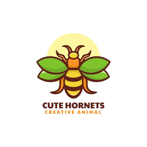 Ilustración del logotipo vectorial Hornet Estilo de mascota simple.