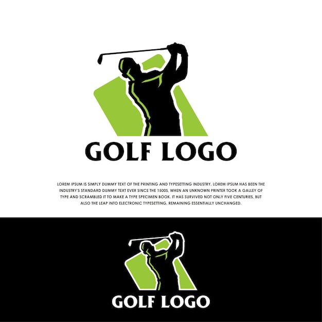 Vector ilustración del logotipo vectorial del jugador de golf de silueta verde