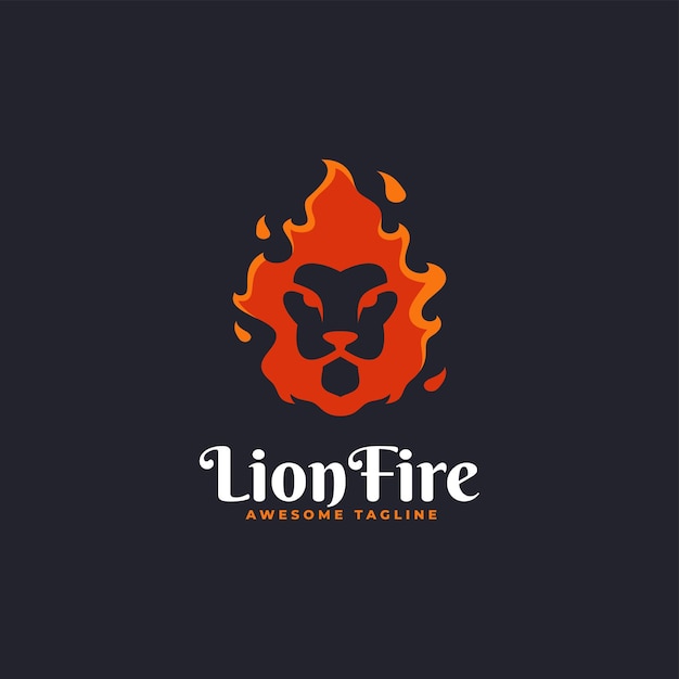 Ilustración del logotipo vectorial León Fuego Estilo de color plano