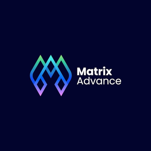 Ilustración de logotipo vectorial Letra M Estilo de arte de línea de degradado