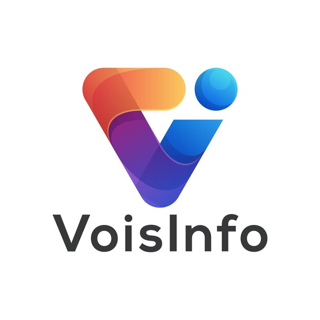 Ilustración del logotipo vectorial Letra V Gradiente Estilo de colores