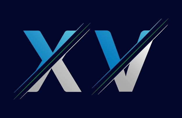 Ilustración del logotipo vectorial de la letra xv colorida en el círculo