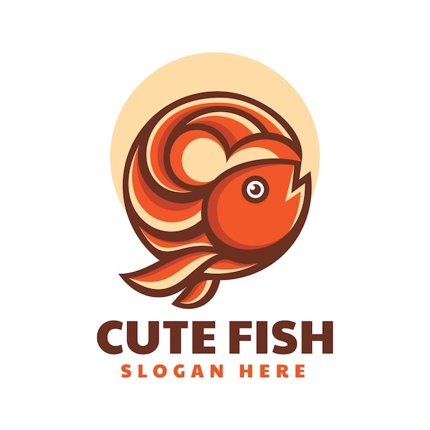 Ilustración Logotipo Vectorial Lindo Pez Estilo Mascota Simple