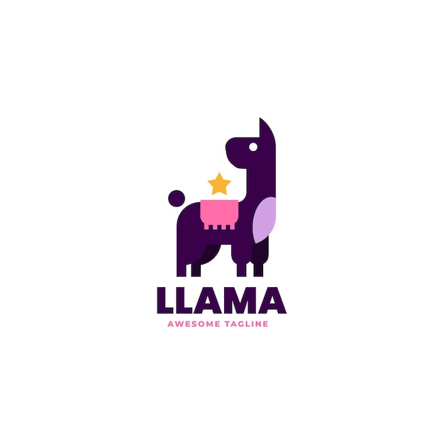 Ilustración del logotipo vectorial Llama Flat Estilo moderno